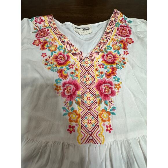 Savanna Jane Boho Festival Western Embroidered Top Women Large Colorful Peasant - Picture 7 of 9